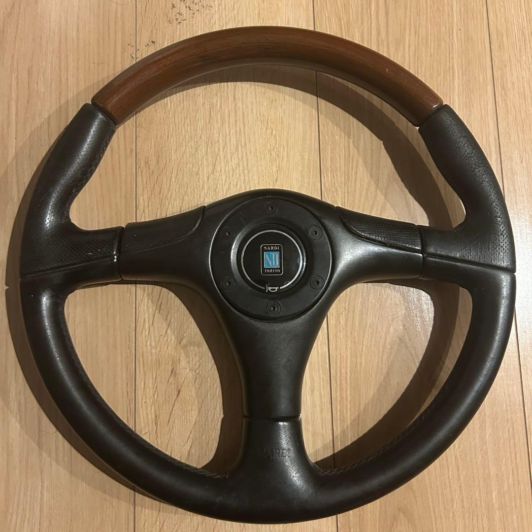 【当時物】NARDI ナルディ ウッドレザーコンビステアリング FET刻印あり 当時物】NARDI ナルディ ウッドレザーコンビステアリング FET刻印あり