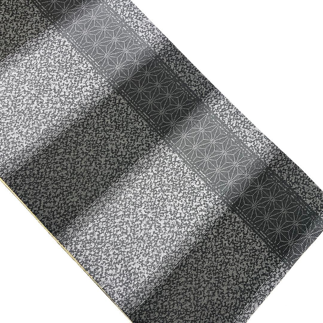 帯6577 ○高級 正絹 ぜんまい紬 紅型 片面全通 リバーシブル 袋帯