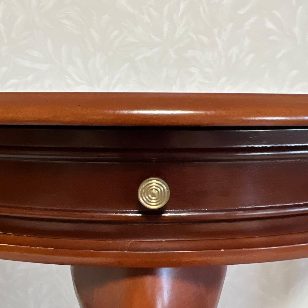 きつねうどん様コンソールテーブル引き出し付き 猫脚ハーフムーン半円