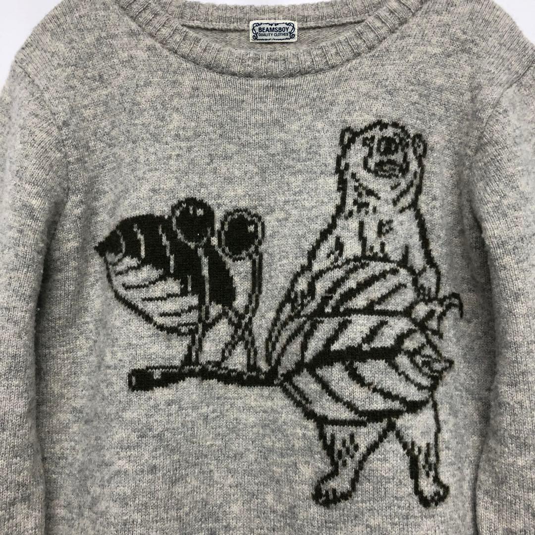 BEAMS BOY くま刺繍 切り株刺繍 ウールニット - メルカリ