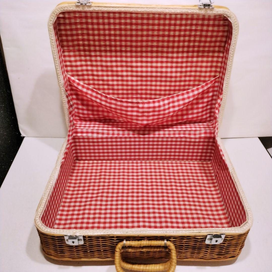 レトロ 籐製 ラタン バスケット トランク カバンピクニックトランク