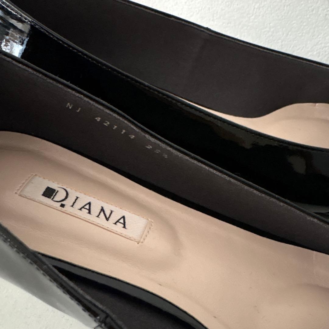 【未使用】 DIANA パンプス　フラットシューズ　エナメル 25.5cm 黒