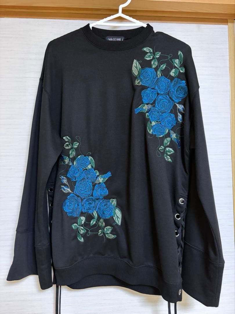 限定品】Ado HARE コラボ 青薔薇 刺繍 スウェット ブラック Sサイズ