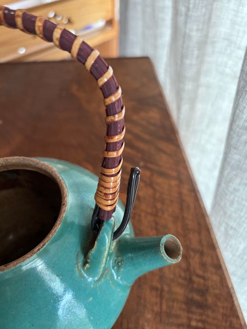 伊賀 丸柱 青 緑釉 薬土瓶 急須 民藝 古道具 希少 骨董 - メルカリ