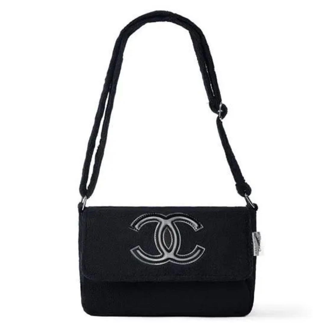 CHANEL シャネル ミニバッグ ポーチ ブラック×ブラックロゴ - メルカリ