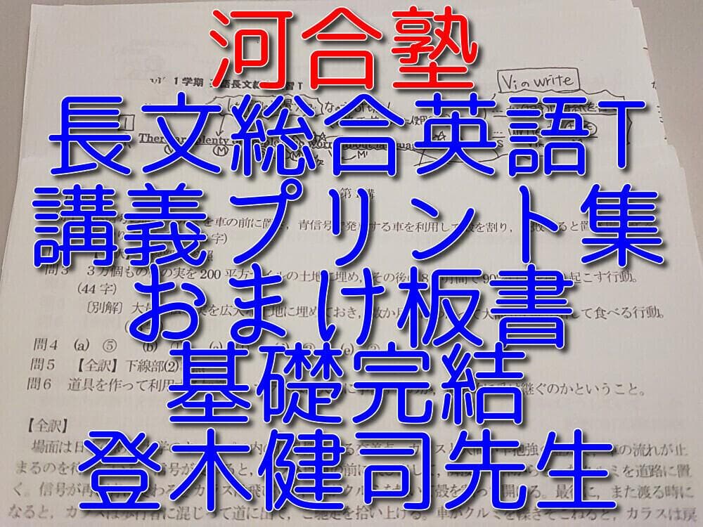 河合塾の登木先生の長文総合英語T講義プリントセット 駿台 鉄緑会 東進