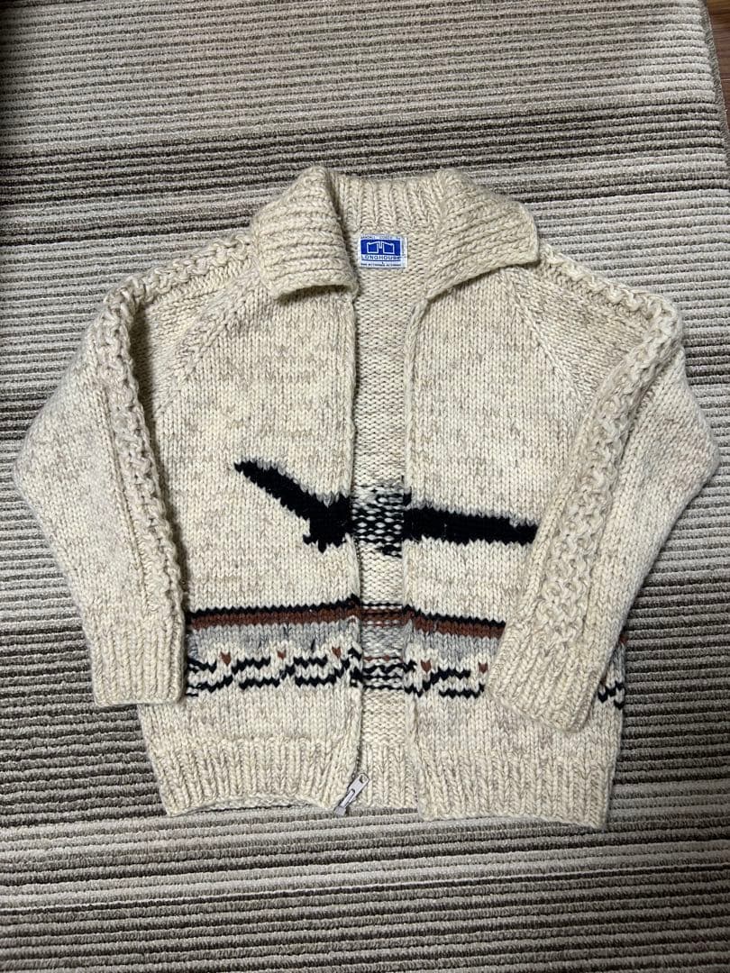 名作】80s LONGHOUSE カナダ製 カウチンセーター イーグル柄 - メルカリ