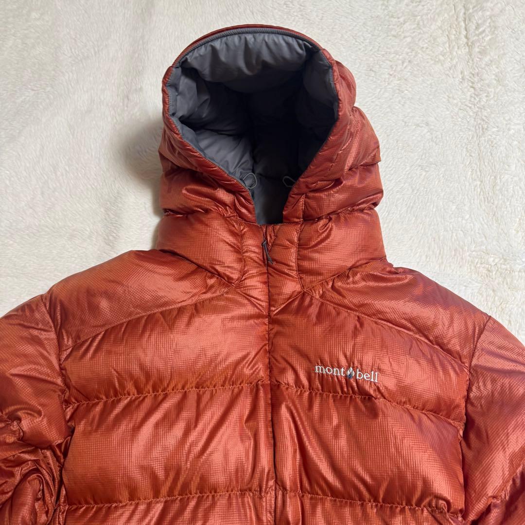美品モンベル800FPライトアルパインダウンパーカMen'sLオレンジレッド