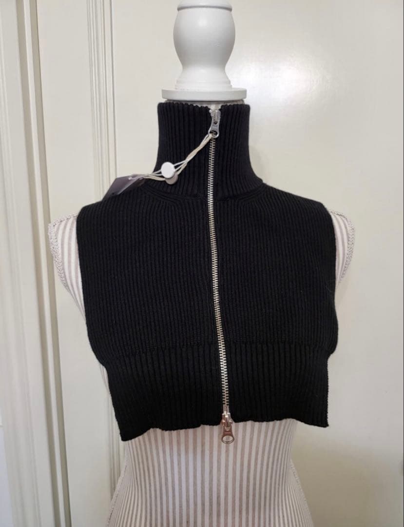 Maison Margiela ニット ベスト 黒 ネックウォーマー スヌード REAL STYLE スヌード マフラー レディース 付け襟 タートル ハイネック