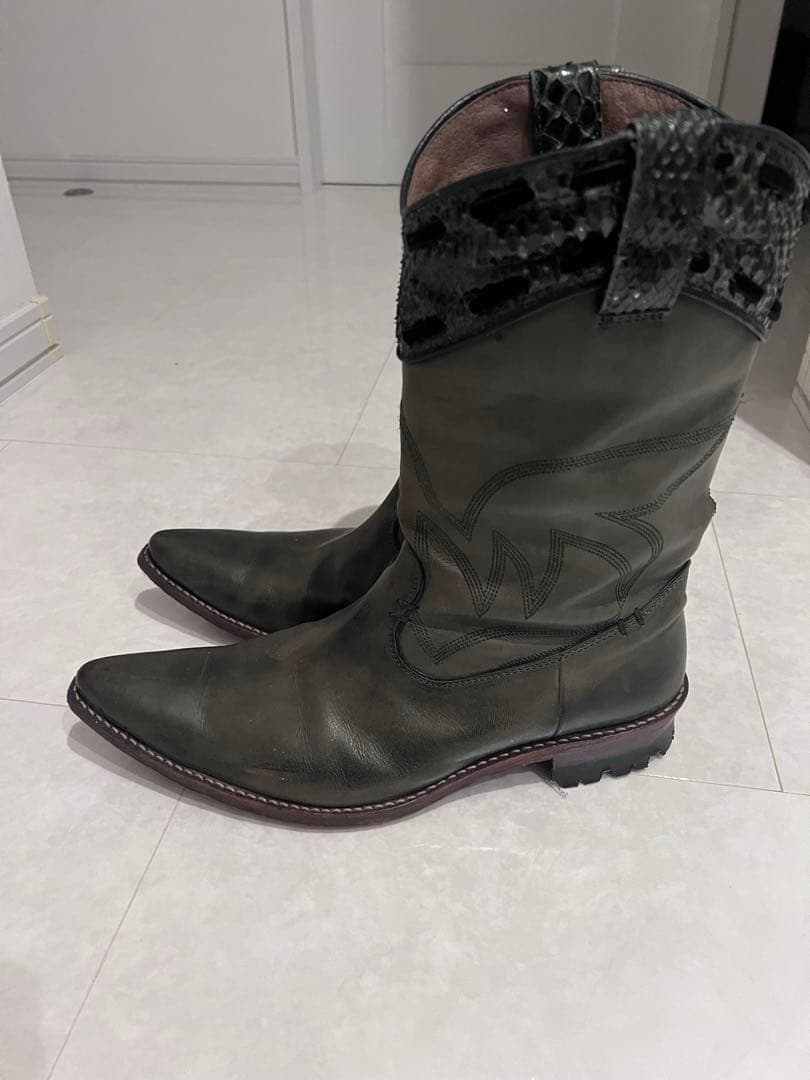 IZREEL ウエスタンブーツ 緑 44