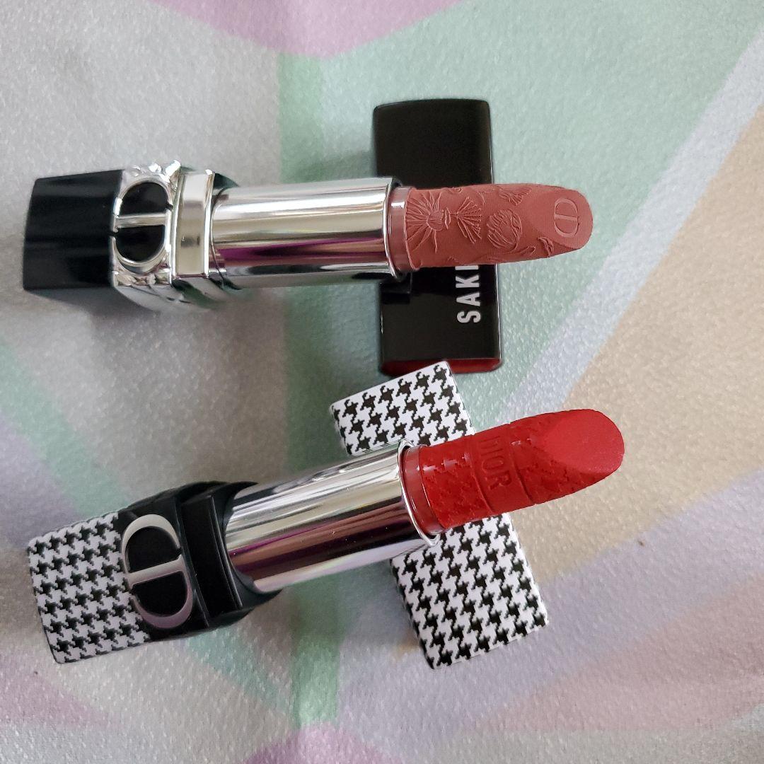 Dior ルージュディオール 赤色& ベージュ2本 DIOR】 新作/限定 ルージュ ディオール リキッド シークイン リキッド