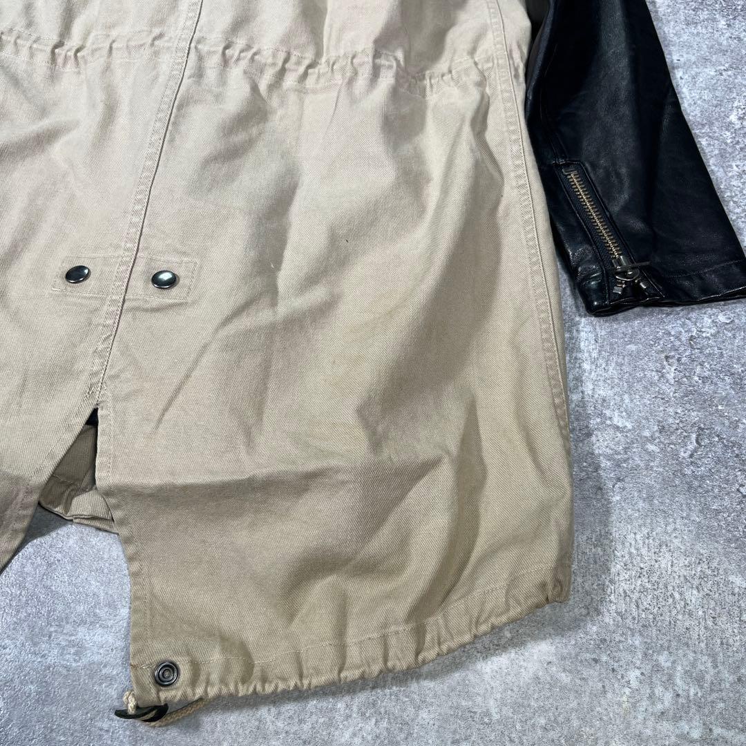 ▽クリスチャンダダ モッズコート レザー切替 M ライナー ファー Y2K