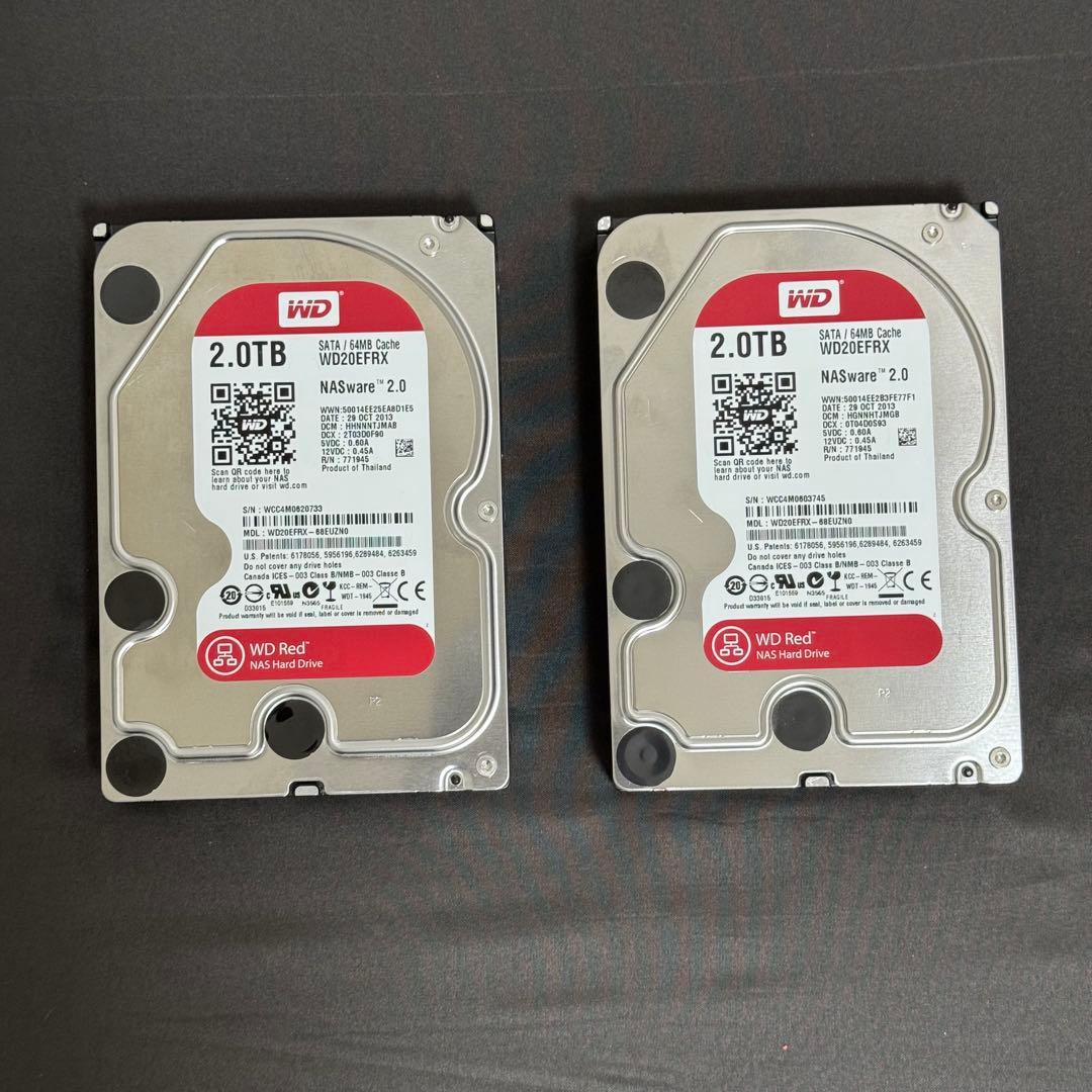 WD Red HDD 2TB 2個、SEAGATE HDD 3TB セット - 外付けハードディスク