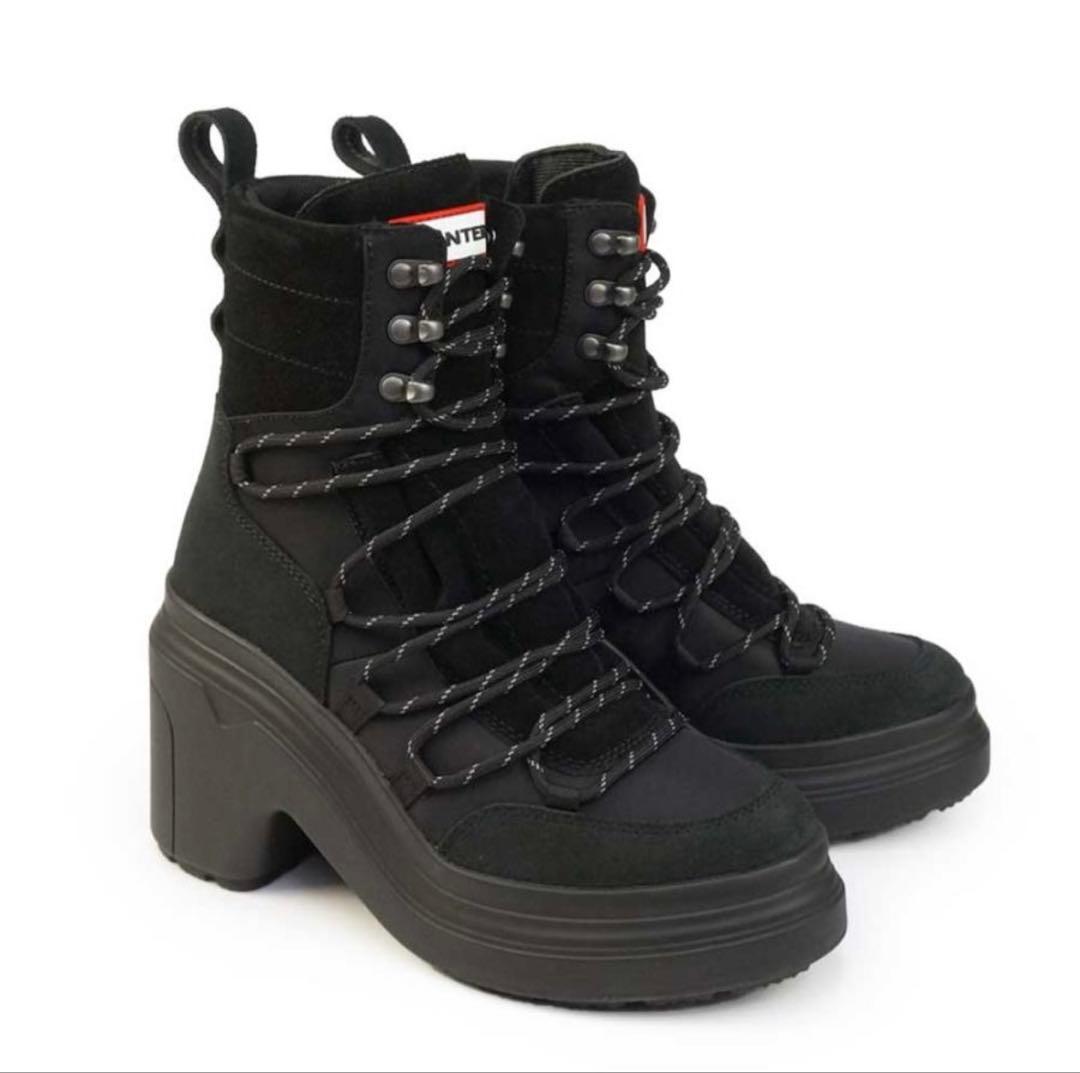 値下げ【新品未使用】HUNTER 厚底 ブーツ レディース 24.5cm 防水