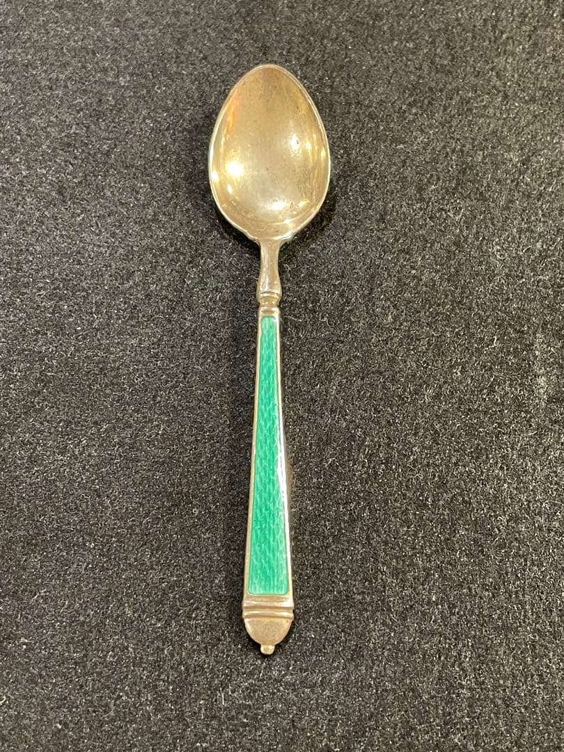 デヴィット アンデルセン スプーン シルバー 純銀 グリーン 七宝焼