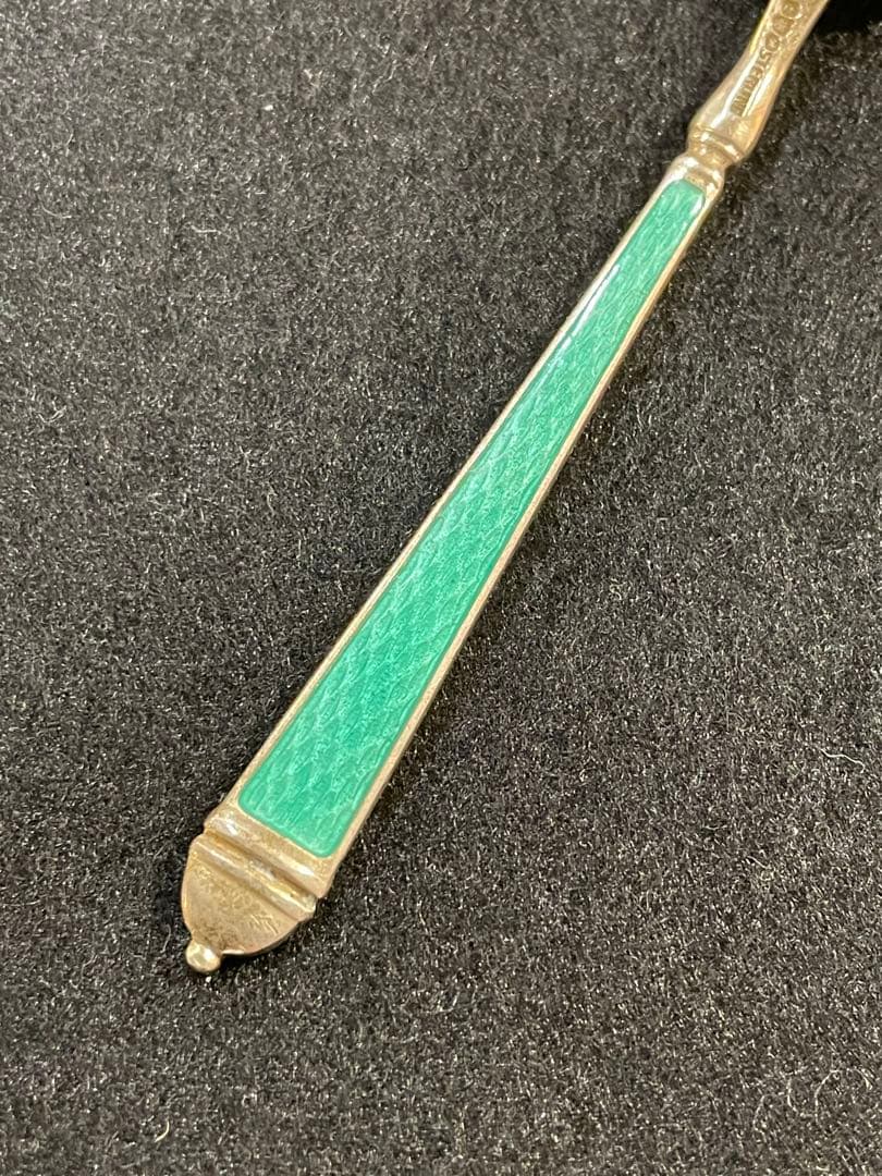 デヴィット アンデルセン スプーン シルバー 純銀 グリーン 七宝焼