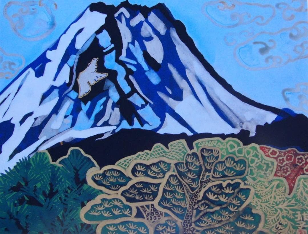 片岡 球子、【めでたき富士（農鳥の見える日）】、大判、超希少画集・額装画 片岡 球子、【めでたき富士（農鳥の見える日）】、大判、超希少画集