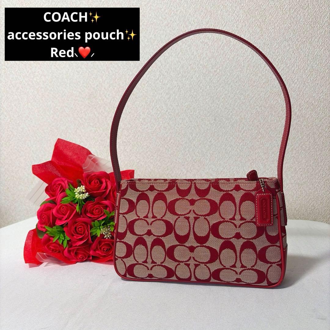 バッグ coach accessories pouch red signature COACH Signature Campus Accessory Pouch 6094 Handbag RED Rare