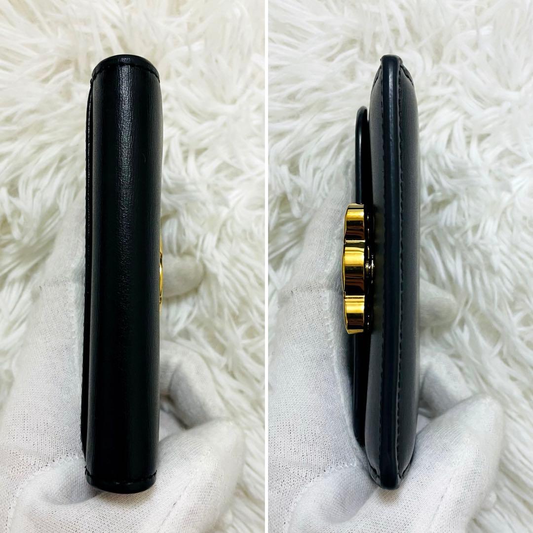 極美✨CELINE 名刺入れ カード入れ トリオンフ ロゴ金具 レザー
