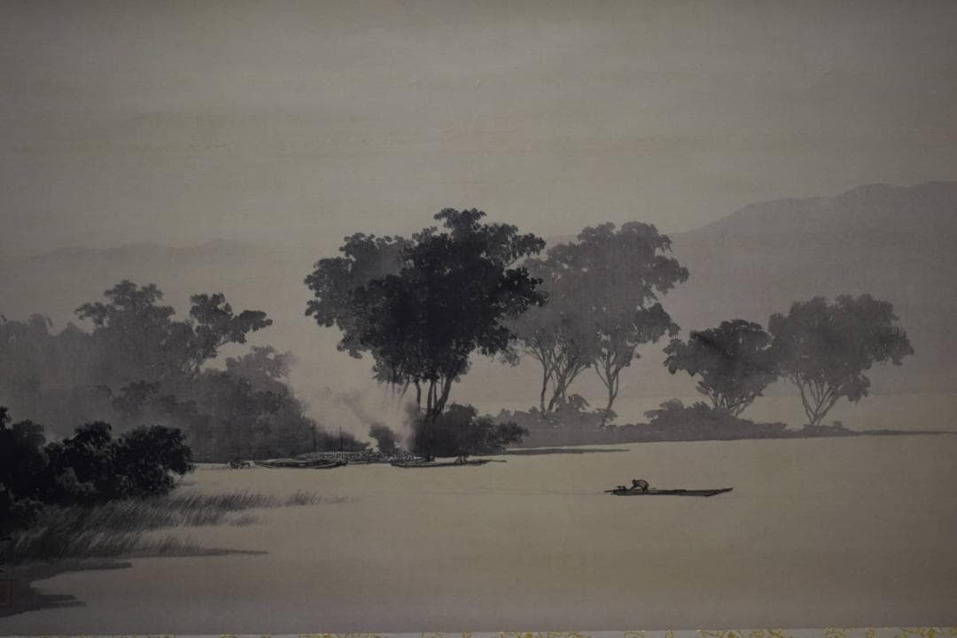 複製/川合玉堂/朝江炊煙図/工芸/布袋屋掛軸HE-642 複製/川合玉堂/朝江炊煙図/工芸/布袋屋掛軸HE-642 - メルカリ