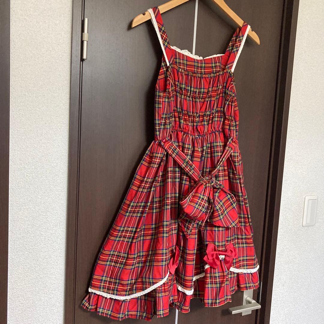 BABY,THE STARS SHINE BRIGHT 赤タータンチェックJSK - メルカリ