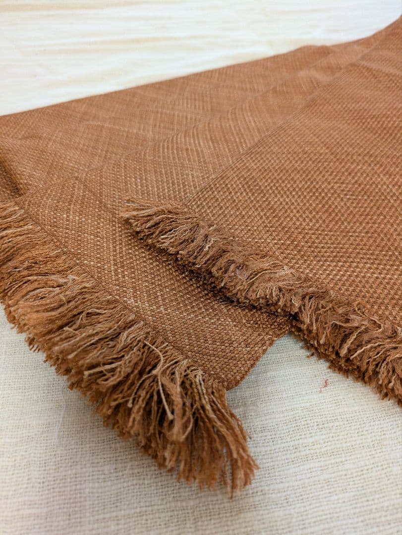 正絹手織り 半幅帯 フリンジ付き