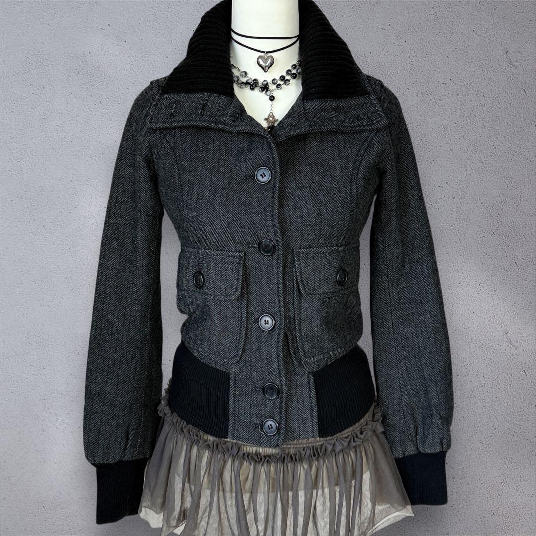 ダークコア y2k 00s archive 短丈 ウールジャケット グランジ - メルカリ