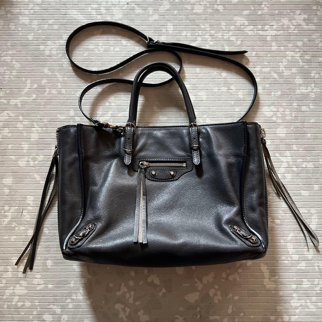 バレンシアガ　ペーパーミニ　2way ショルダーバッグ　レザー　グレー PAPIER（BALENCIAGA） バレンシアガ BALENCIAGA ペーパーミニ 2WAY