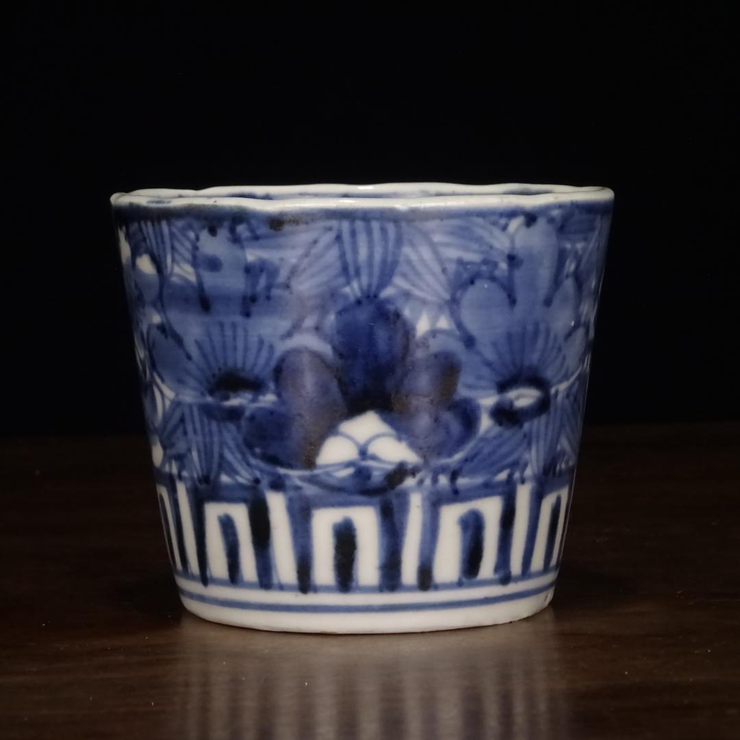 江戸時代 後期 古伊万里 染付 松竹梅文 蕎麦猪口 酒器 ぐい呑 湯呑 1