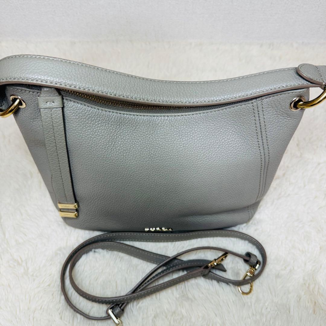 FURLA フルラ シエナ ホーボー 2way グレー ゴールド金具 ストラップ