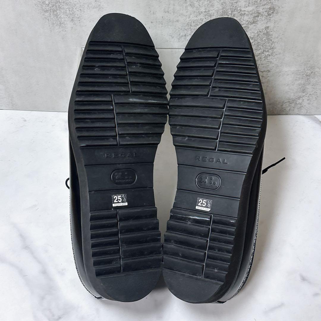 極美品 リーガル レザーシューズ W35B ウィングチップ 厚底 メダリオン