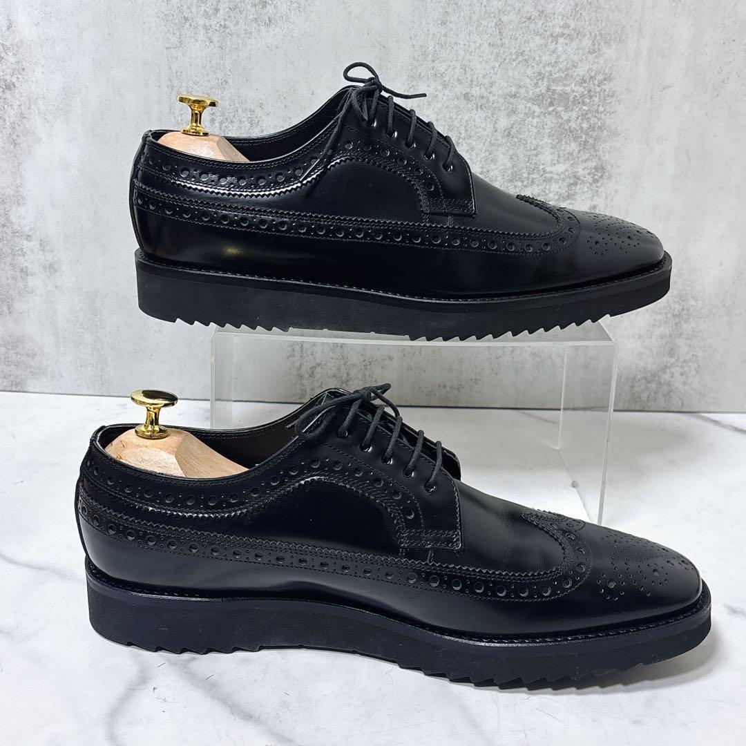 極美品 リーガル レザーシューズ W35B ウィングチップ 厚底 メダリオン