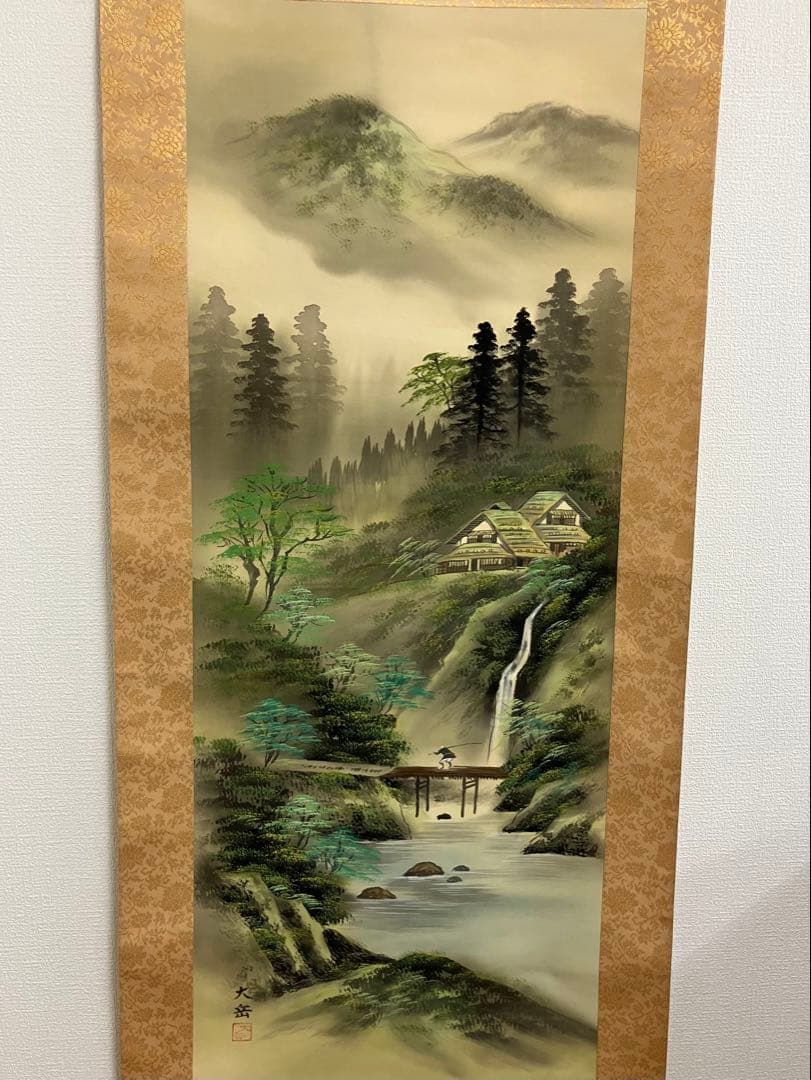 日本画 山と川の風景 - メルカリ