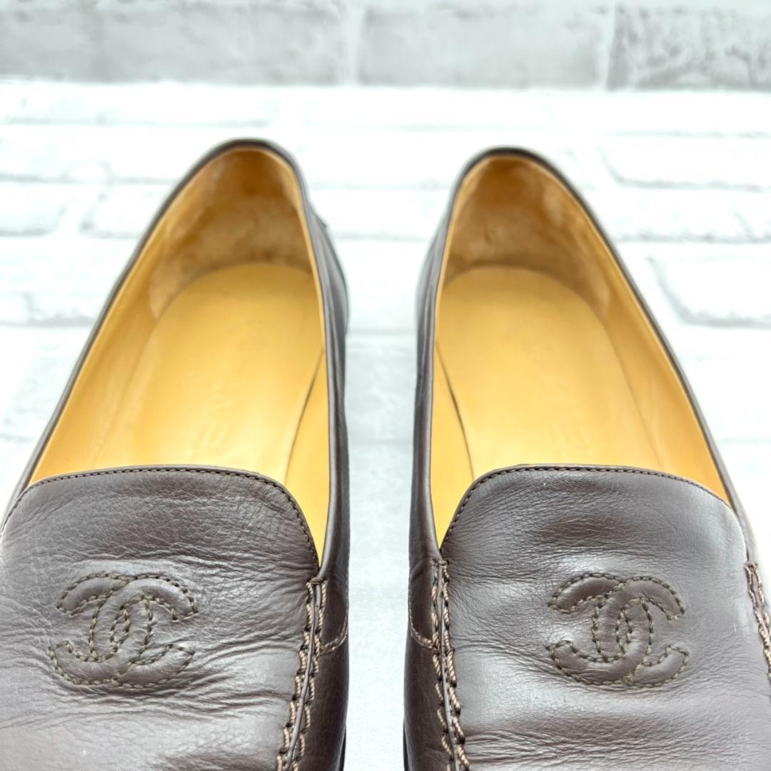 美品 シャネル パンプス ココマーク ロゴ金具 ブラック 23.5cm