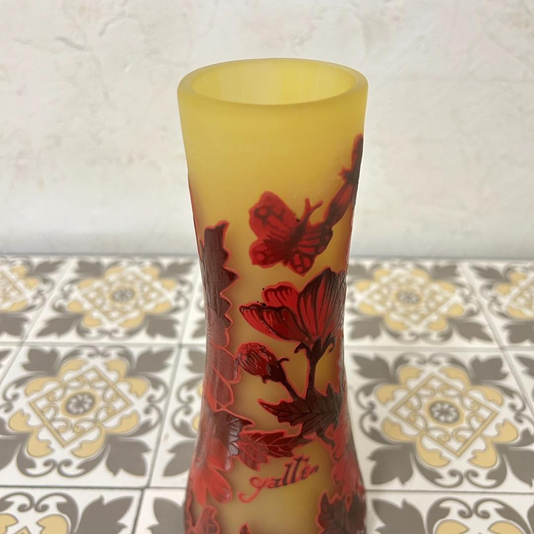 証明書】 エミールガレ 花瓶 カメオ彫り 被せガラス 高さ19cm - メルカリ