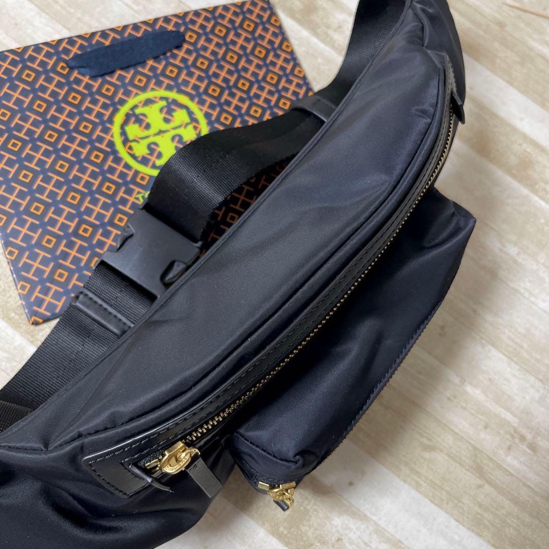 トリーバーチ ブラック ナイロン ウエストポーチ ボディバッグ 黒