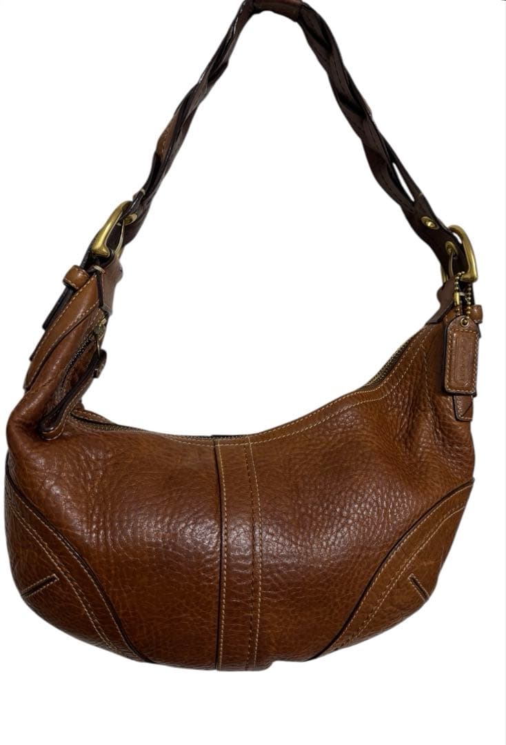 状態良好 オールドコーチ 10043 半月型 ワンハンドル レザー 茶 Y2K