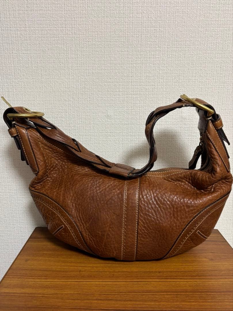 状態良好 オールドコーチ 10043 半月型 ワンハンドル レザー 茶 Y2K