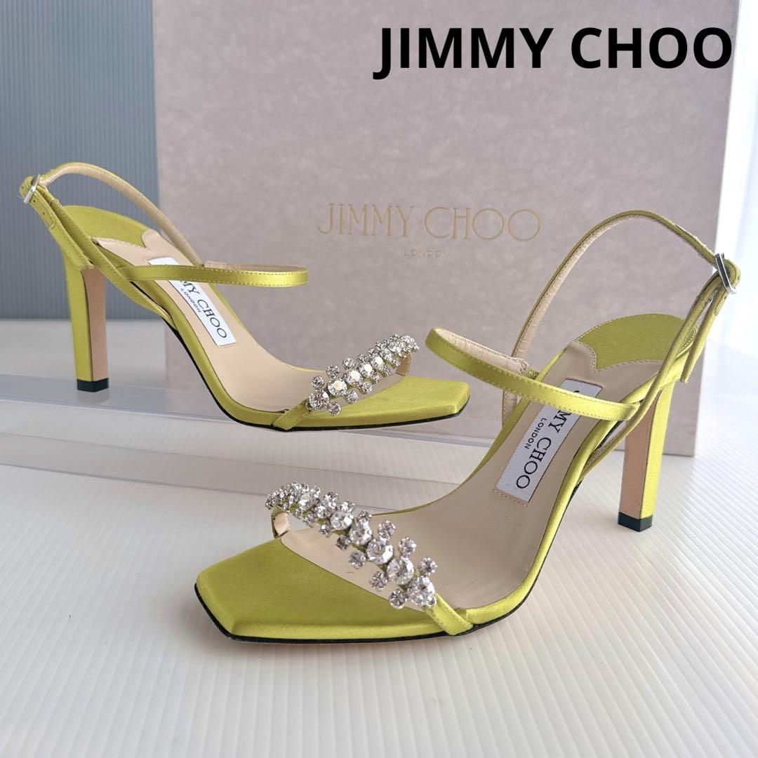 ジミーチュウ クリスタル ビジューストラップ サンダル ハイヒール 美