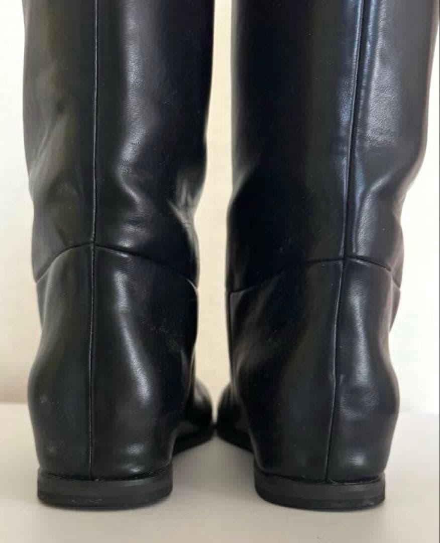 <LE TALON> 2cmワイドシャフトロングブーツ ブラック 24.5cm