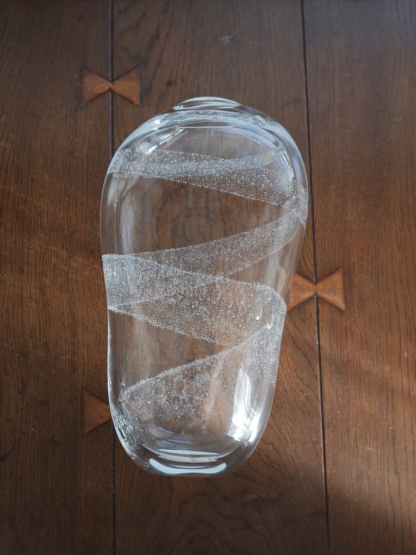 片桐芳明　ガラス　花瓶　宙吹き技法　稀少　華道具　現代芸術　Q1997