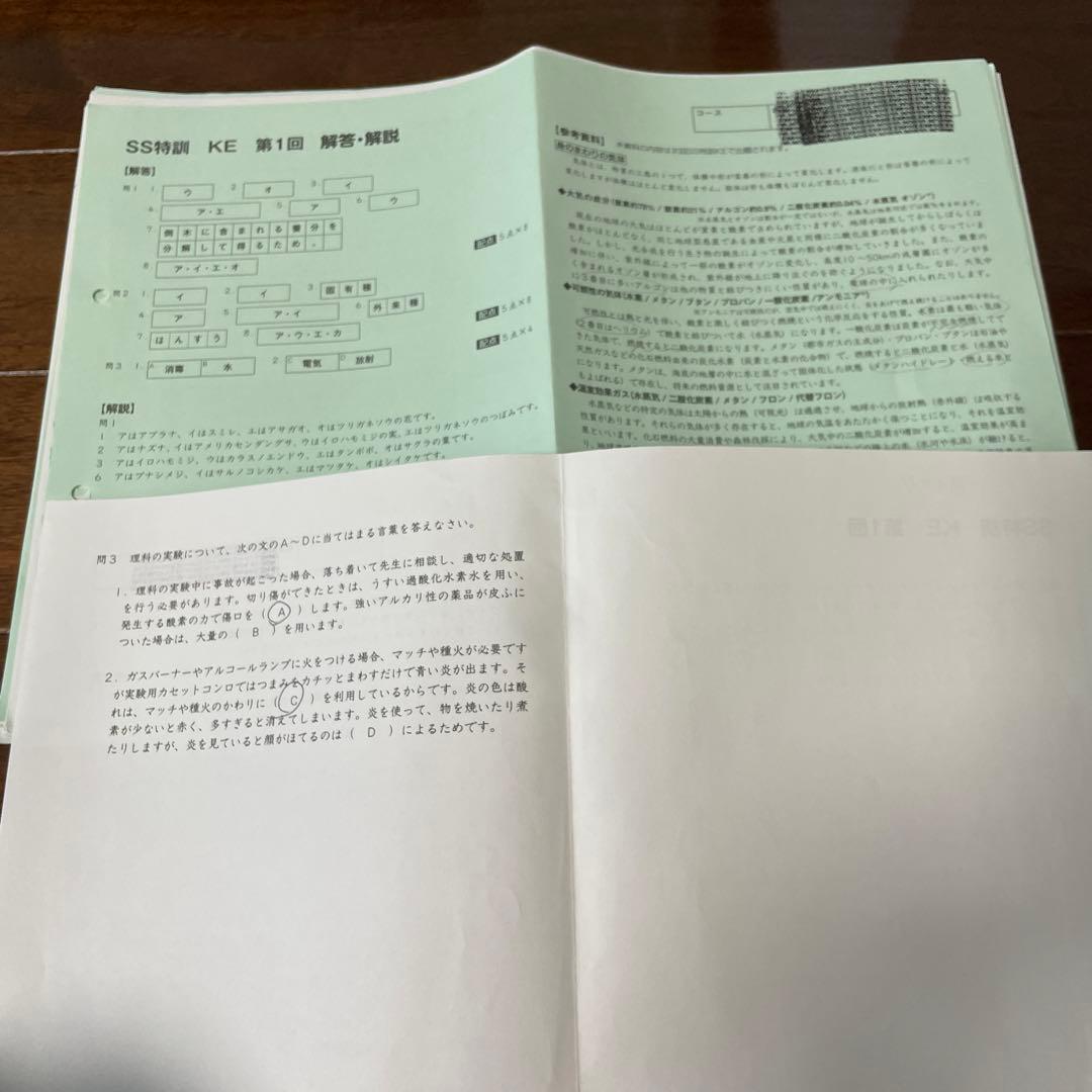 サピックス 理科 6年 KEプリント SS特訓 慶應 慶應知識問題対策