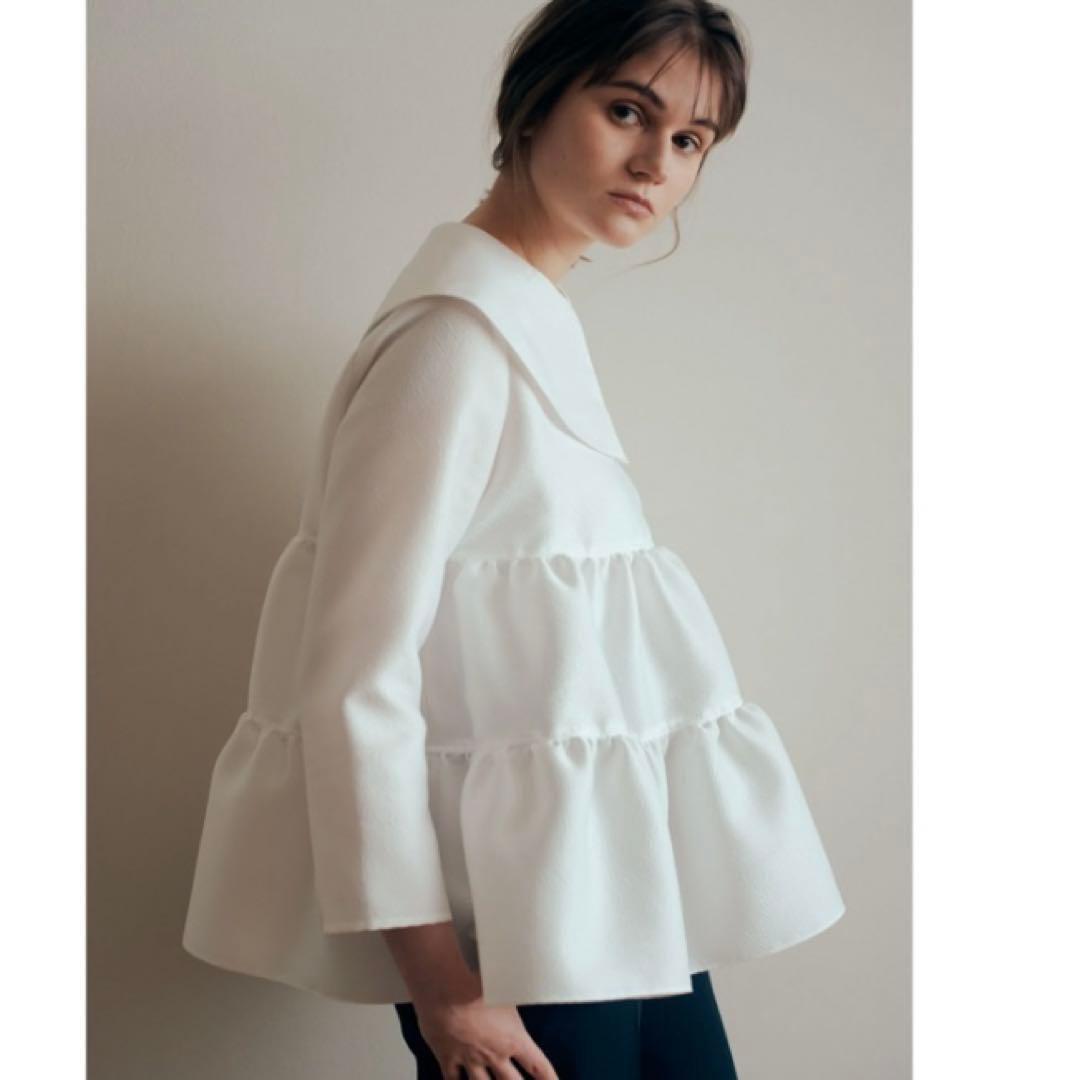 OHGA♡オーガ ティアード フリル Aライン ビッグカラー ブラウス