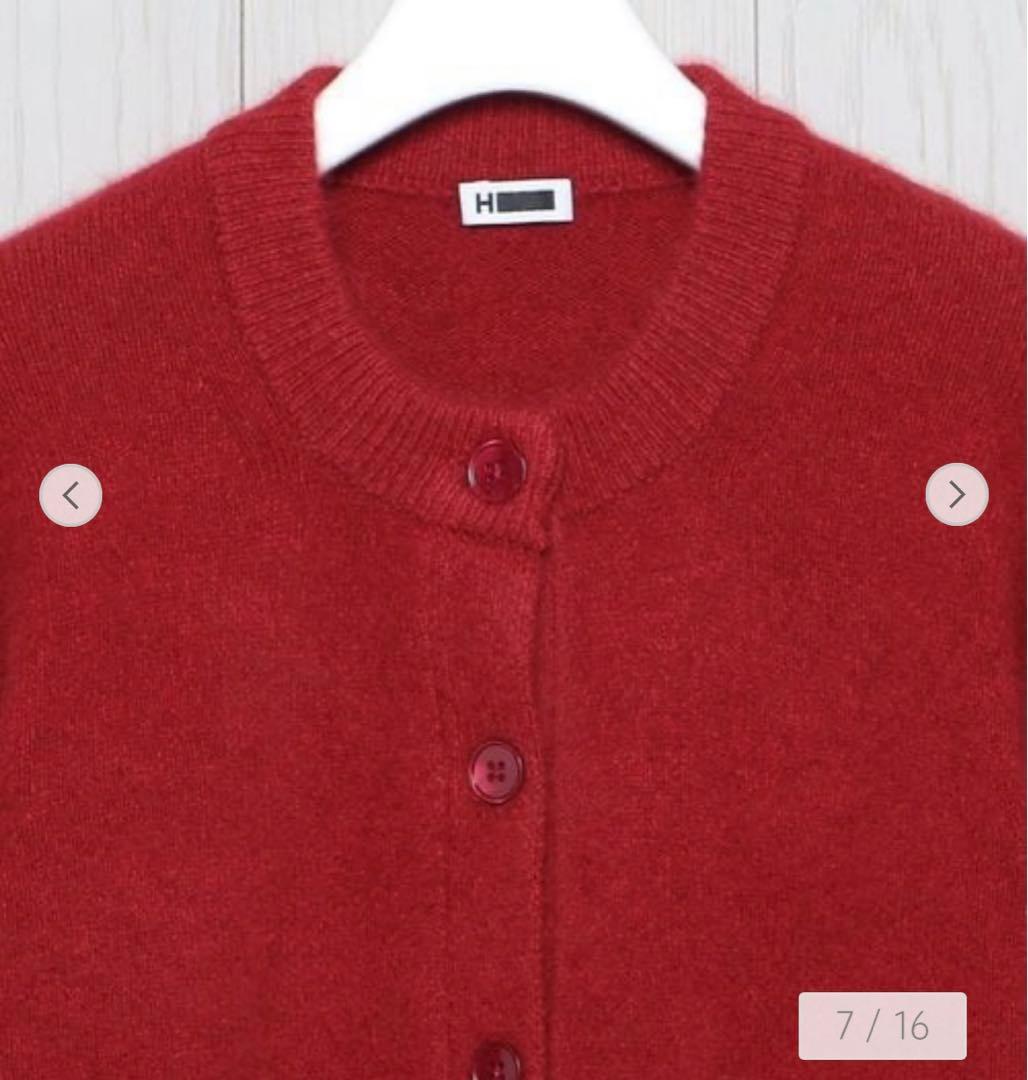 H beauty&youth クロップド ニット カーディガン 赤 カシミヤ - メルカリ