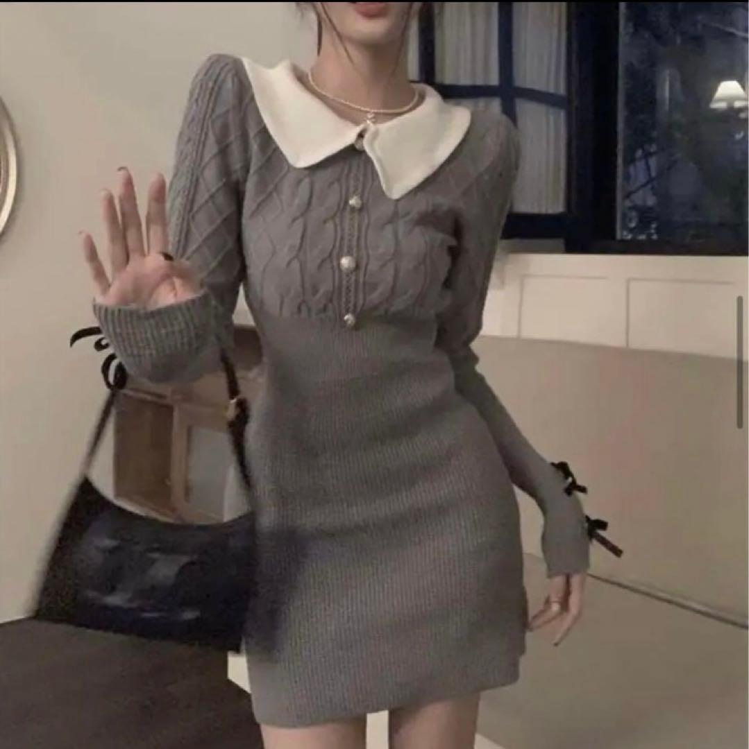 lumignon グレー ワンピース ルミニョン ニットワンピ - メルカリ