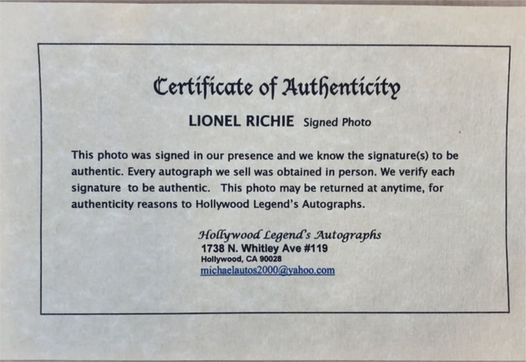 ライオネルリッチー LIONEL RICHIE Signed Photo - メルカリ