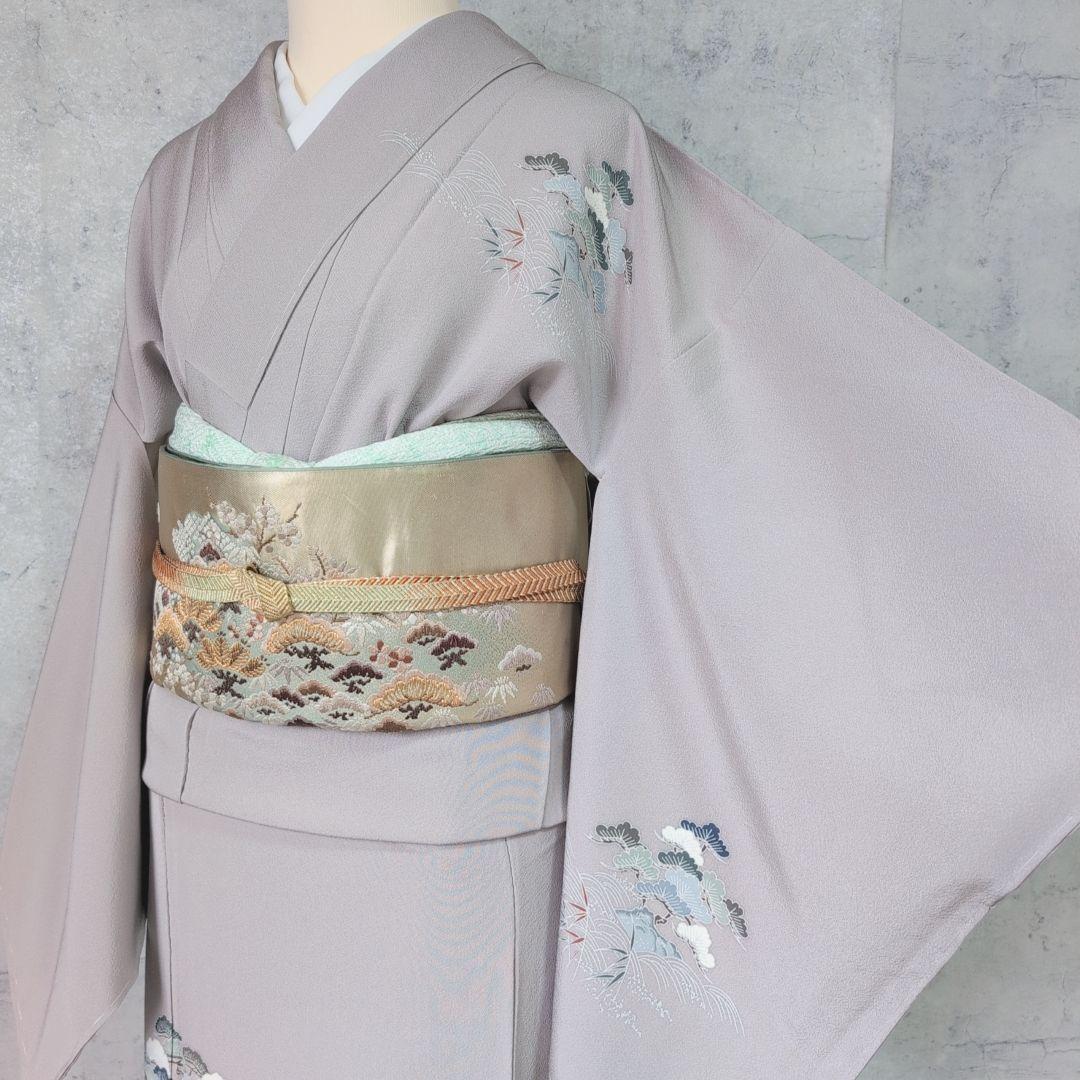 訪問着 フルセット 着物 正絹 しつけ糸 江戸 金彩加工 松舟 三越 粋 C1