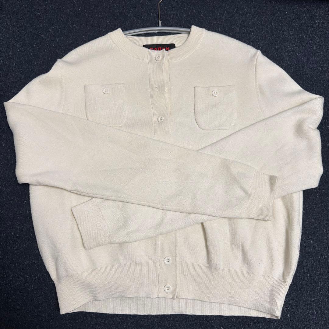 CABaN コットンカシミヤ クルーネック カーディガン XS ホワイト