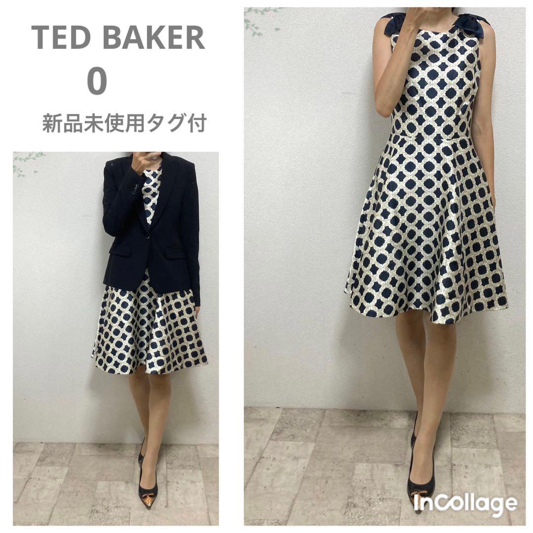 新品未使用 テッドベイカー TEDBAKER リボン付柄フィット＆フレアー
