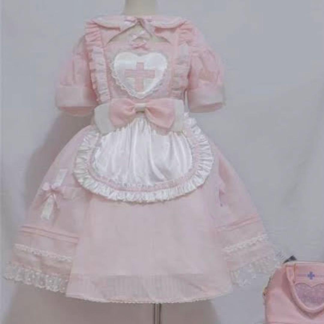 中華ロリィタ ナース風 ワンピース ￼Showa Hospital Showa Hospital Peter Pan Collar Short Sleeves Nurse Lolita Dress OP